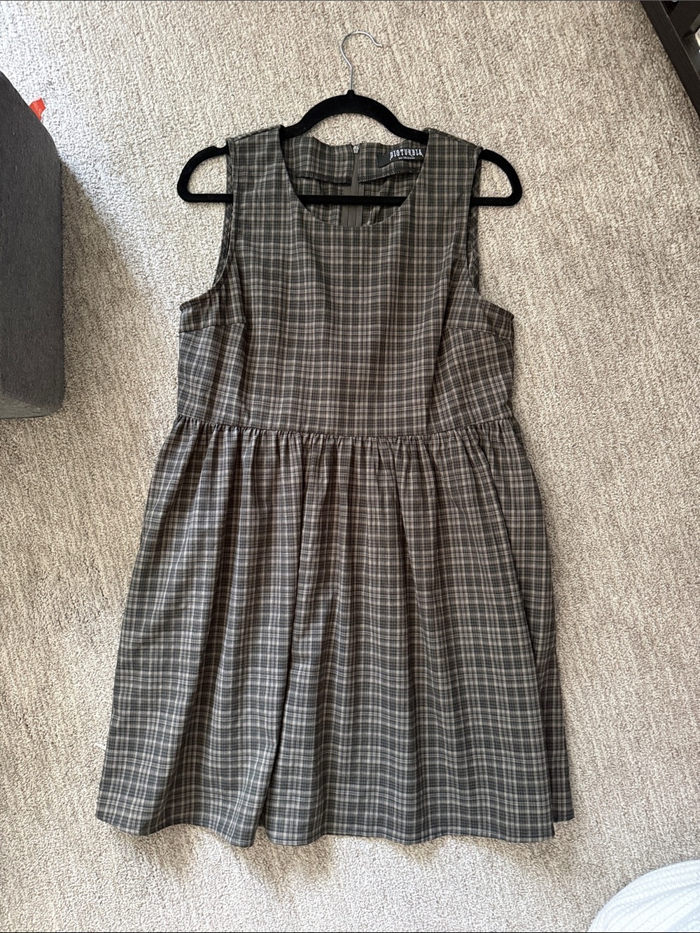 Disturbia Olive Plaid Sleeveless Fit-and-Flare Dress